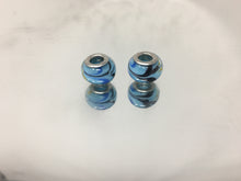 Lampwork Glass Murano Beads with Black & Blue Swirls on Light Blue Background, 925 Silver Cores, 14mm 2 pcs