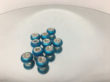 Lampwork Large Hole Beads Silver Cores and Turquoise Mat Blue 4mm Hole, 10pcs