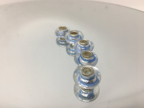 European Large Hole Beads Lampwork Resin Light Blue Beads 4mm 5pcs
