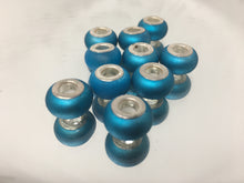 Lampwork Large Hole Beads Silver Cores and Turquoise Mat Blue 4mm Hole, 10pcs