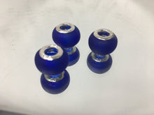 Lampwork Large Hole Bead Dark Indigo Blue, 4mm Hole 3pcs