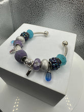 Eurobead Bangle Bracelet in Purple & Teal with Silver Accents & Crystals