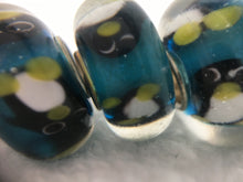 PENGUINS - European Lampwork PENGUIN Beads, BLACK & WHITE Quanity 3 Beads